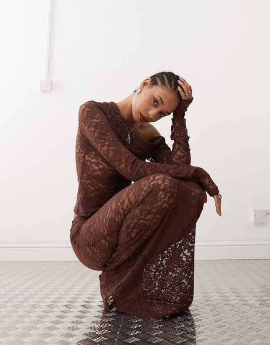 Asymmetric Lace Top Co-Ord
