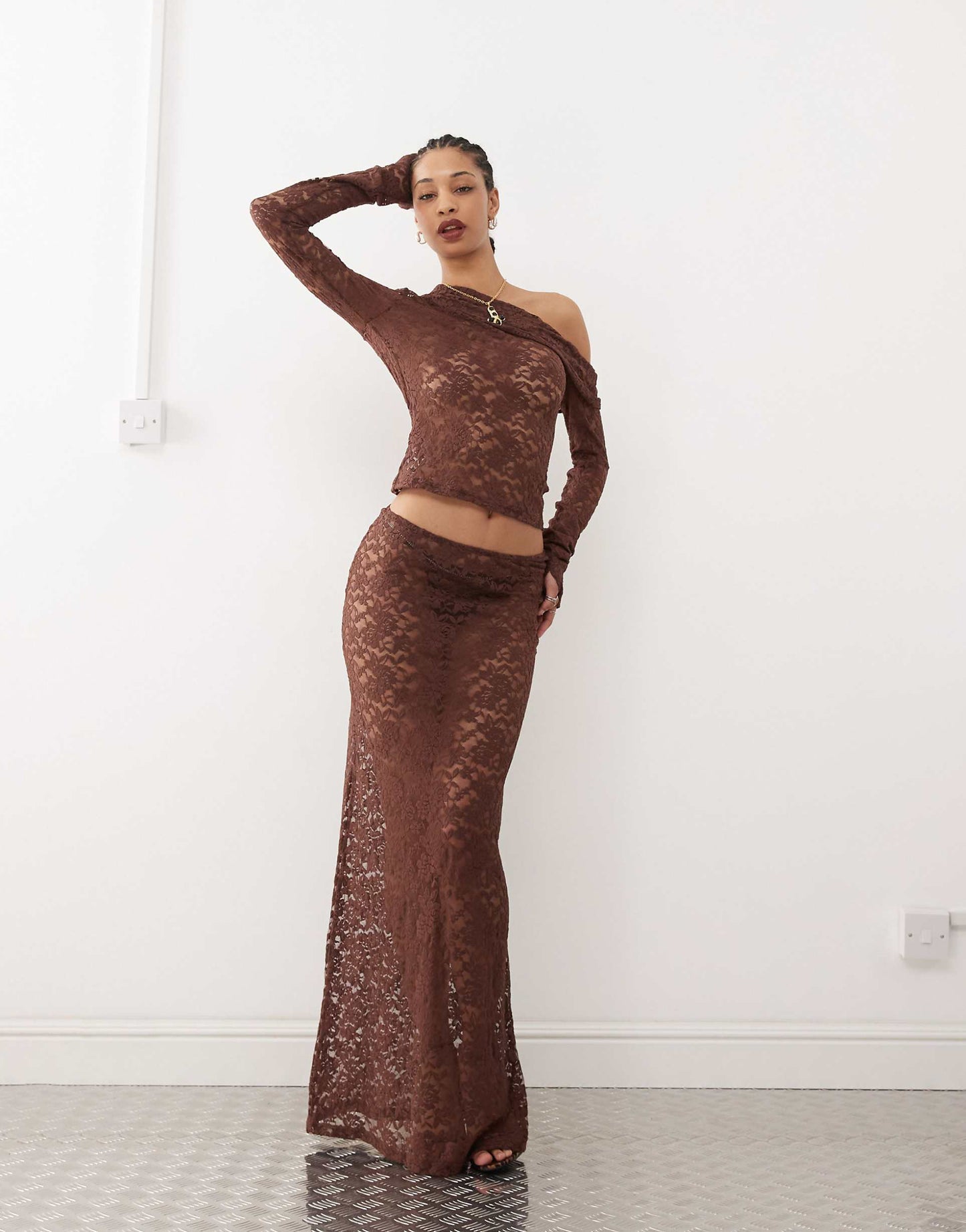 Asymmetric Lace Top Co-Ord