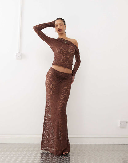 Asymmetric Lace Top Co-Ord