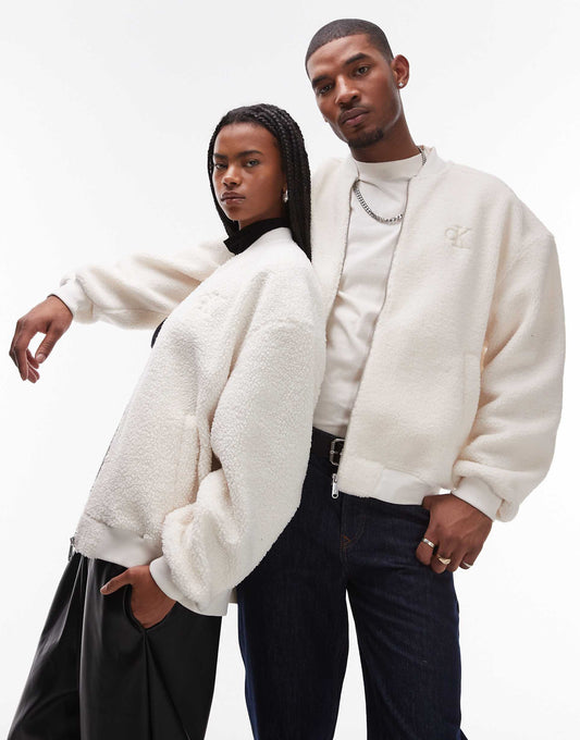 Jeans Unisex Sherpa Bomber Jacket