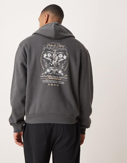 Oversized Boxy Hoodie With Back Print