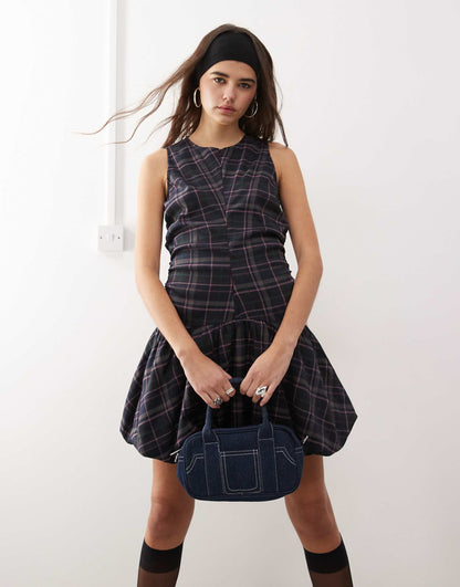 Drop Waist Zip Detail Mini Dress