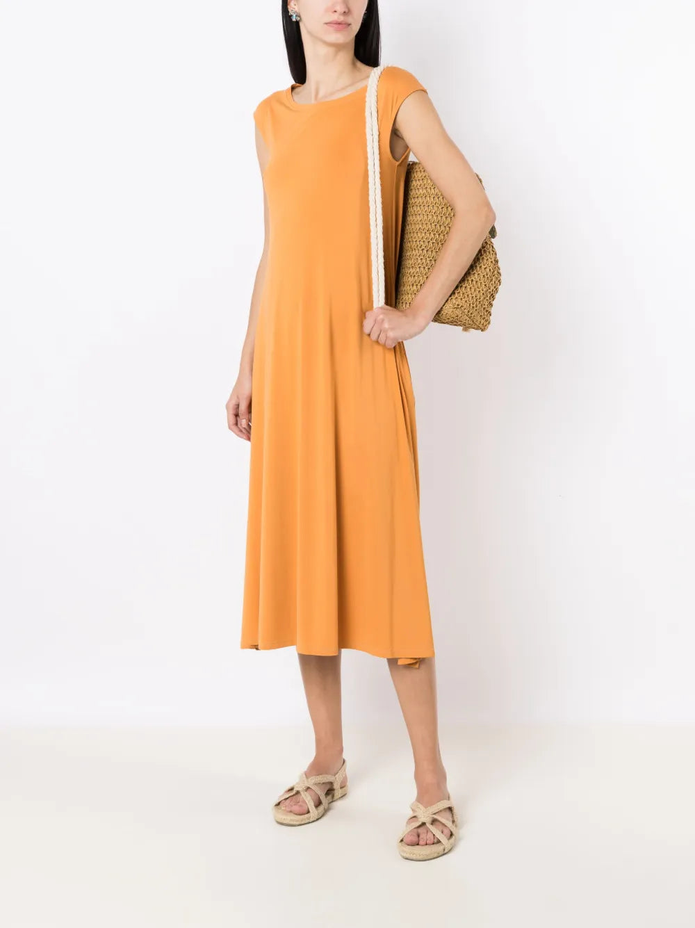 Tie Round-Neck Midi Dress
