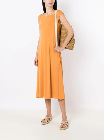 Tie Round-Neck Midi Dress