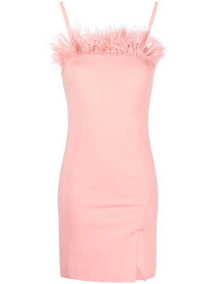 Feather-Trim Fitted Minidress