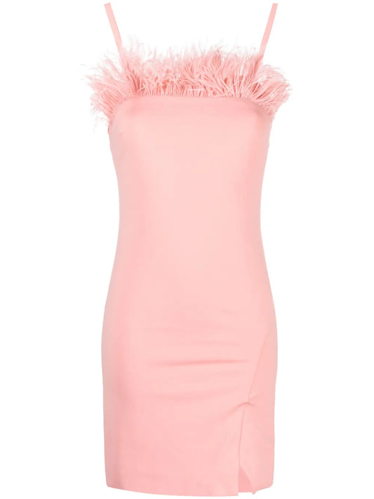 Feather-Trim Fitted Minidress