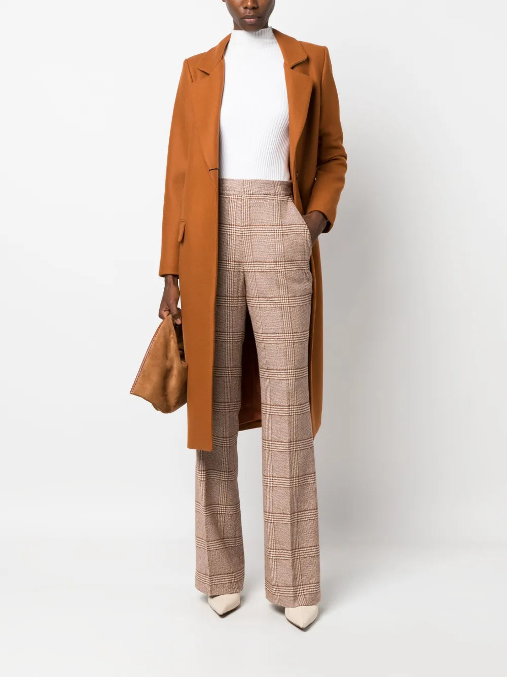 Plaid-Check Flared Trousers