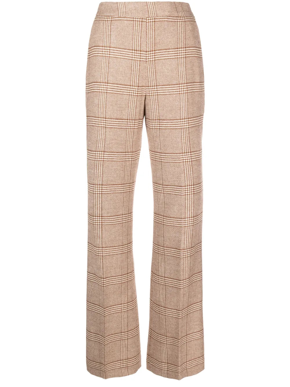 Plaid-Check Flared Trousers