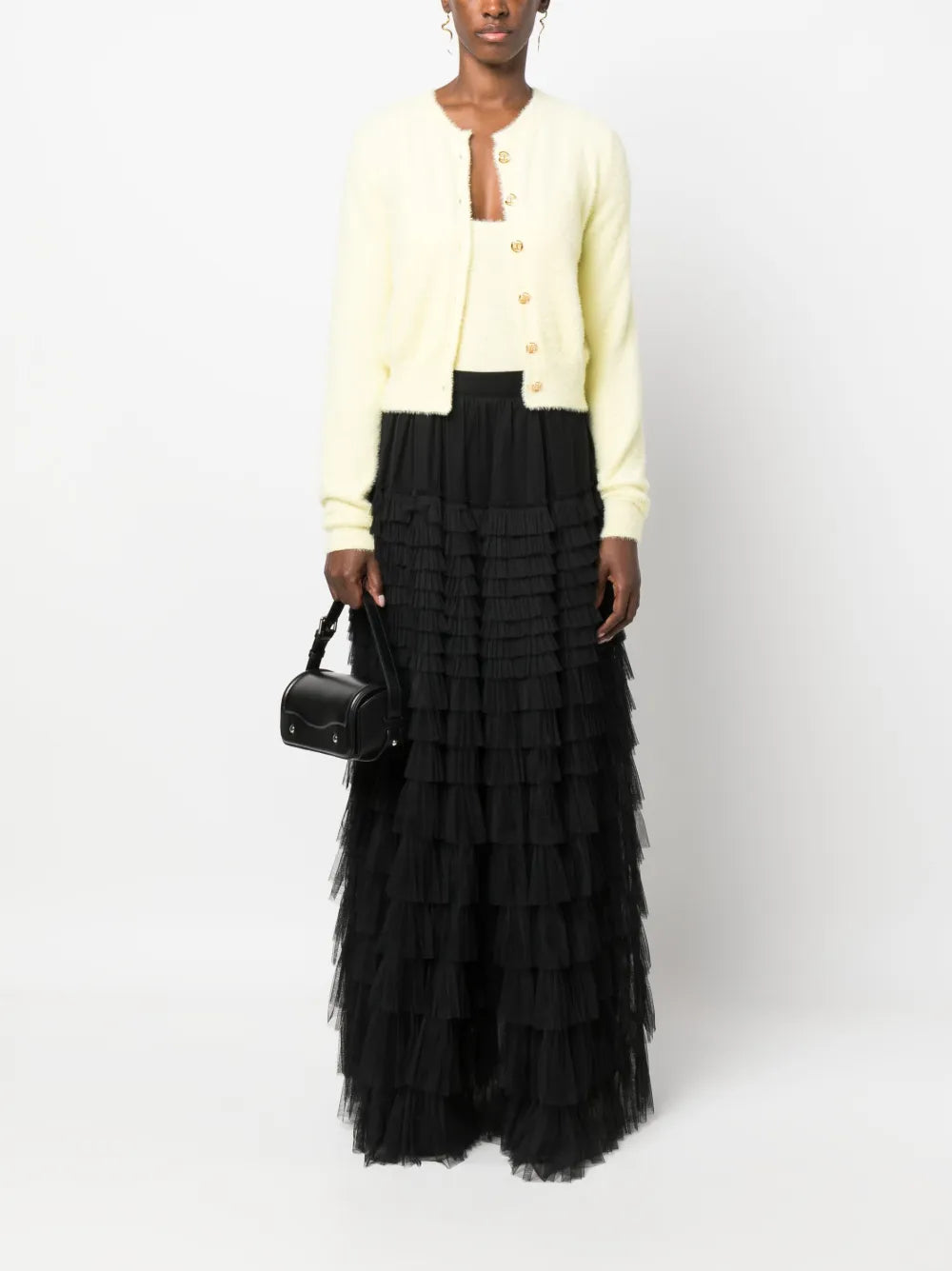 Ruffled Tulle Maxi Skirt