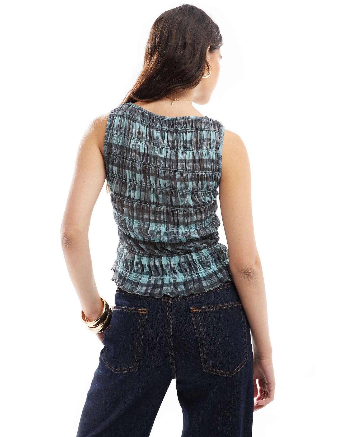 Check Mesh Shirred Tank