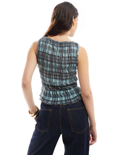 Check Mesh Shirred Tank