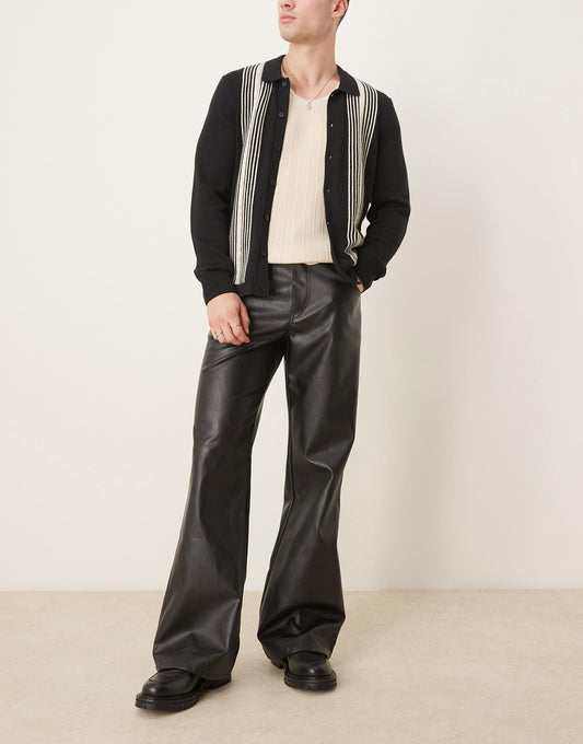 Faux Leather Wide Flare Trouser