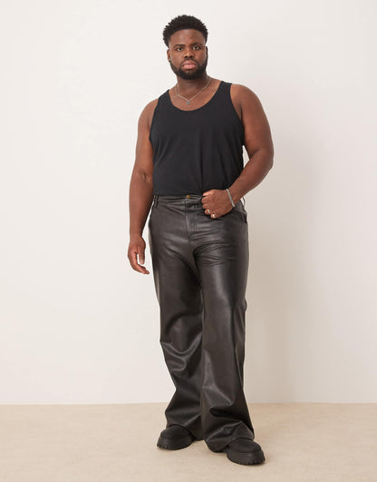 Faux Leather Wide Flare Trouser