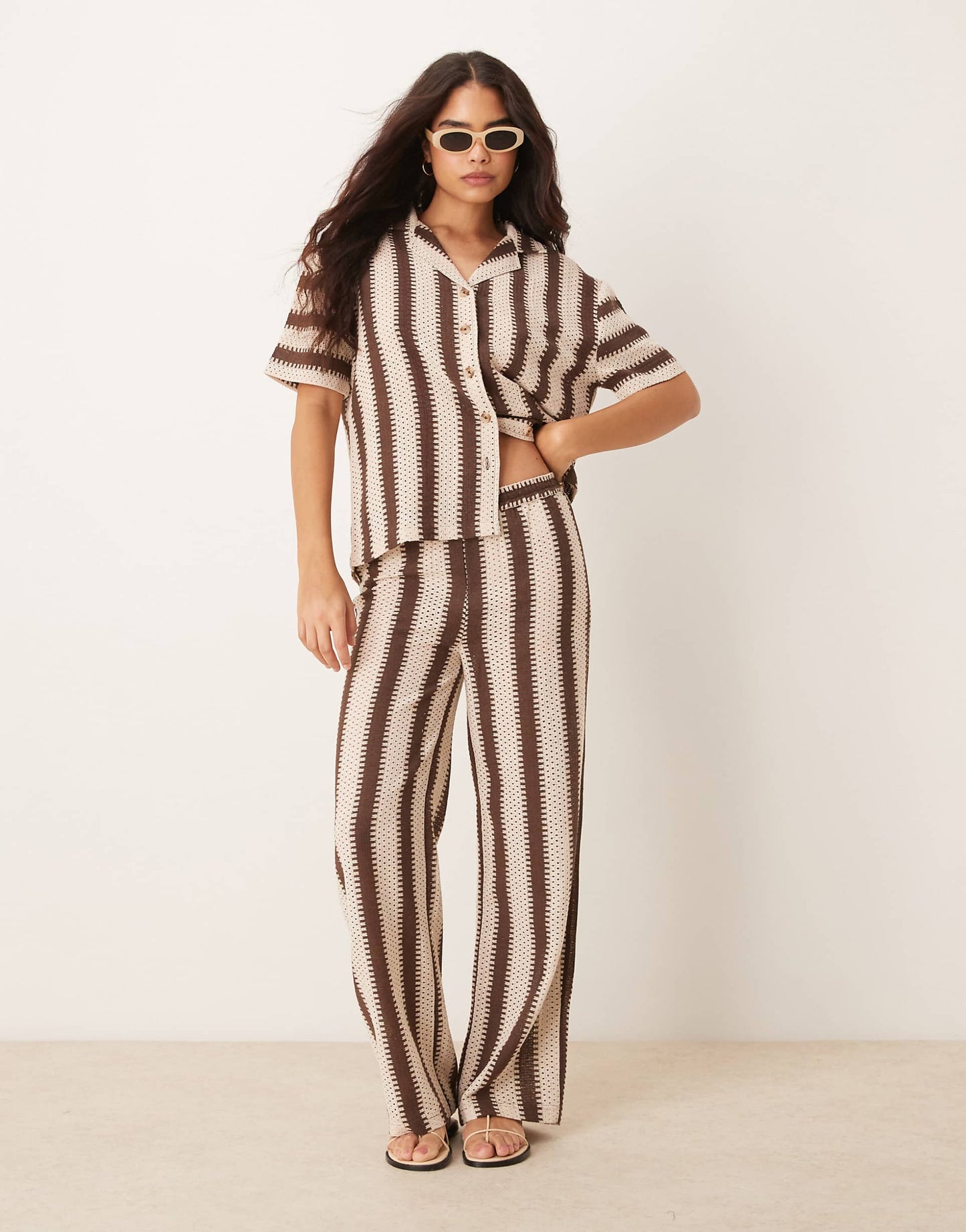 Stripe Crochet Beach Shirt Co-Ord