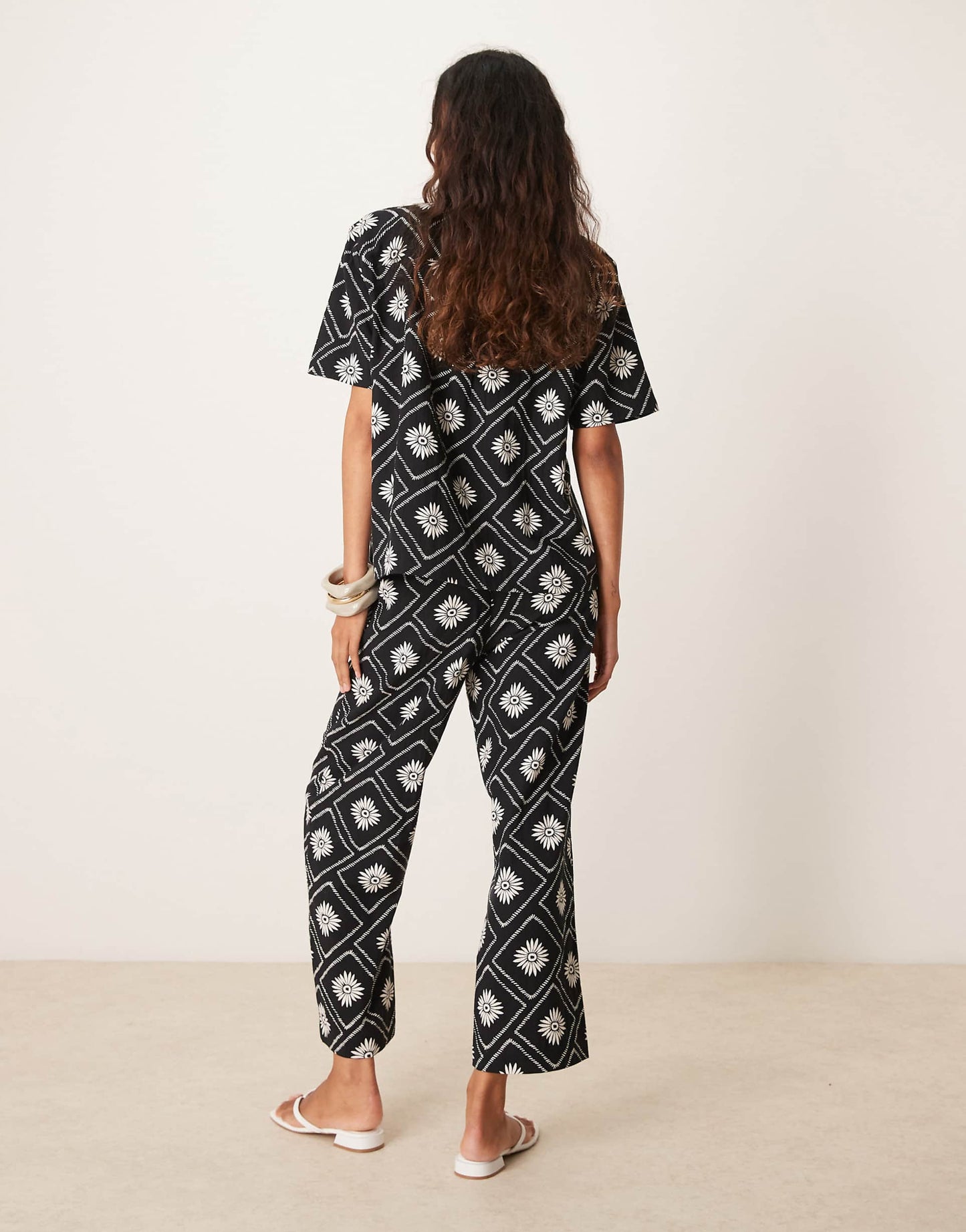 Tile Print Loose Fit Beach Trouser Co-Ord