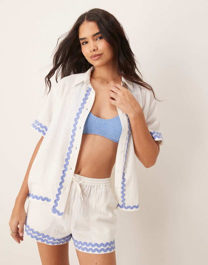 Ric Rac Trim Beach Short Co-Ord