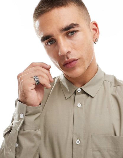 Long Sleeve Oversized Cropped Shirt