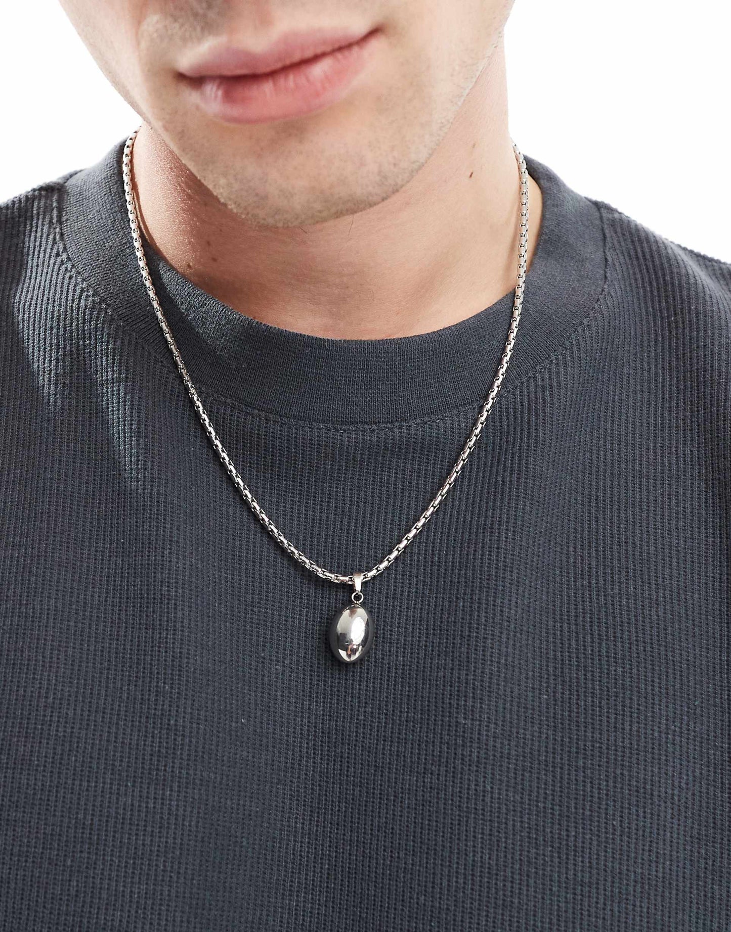 Waterproof Stainless Steel Box Chain Necklace With Pendant