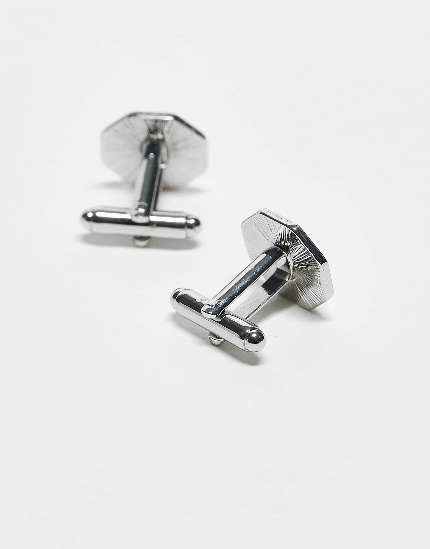 Hexagon Cufflinks With Brushed Top
