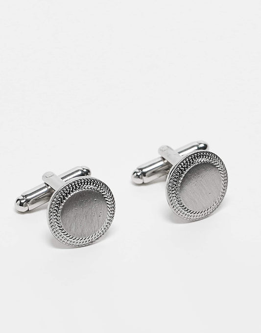 Round Cufflinks With Brushed Design