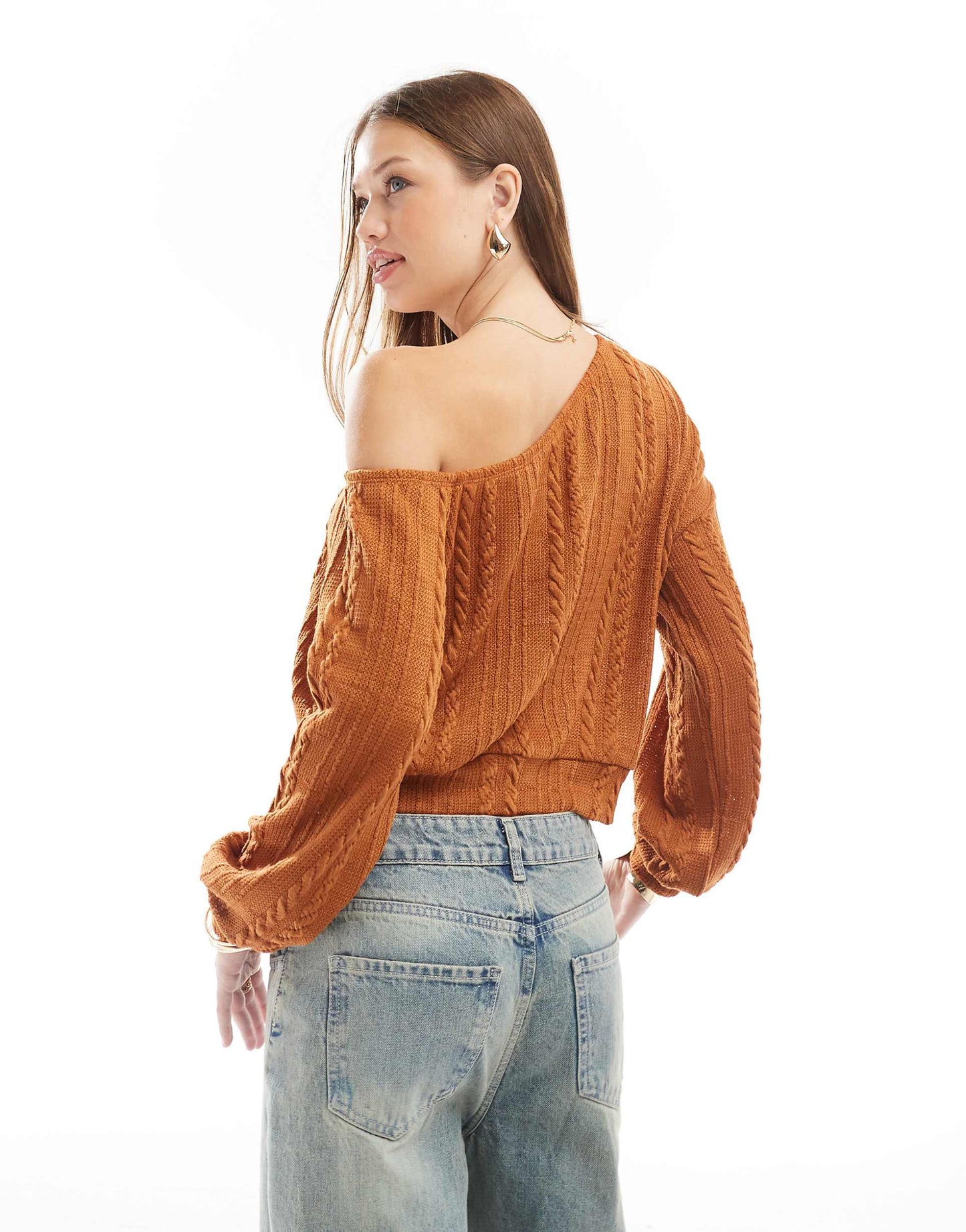 Cable Knit One Shoulder Jumper