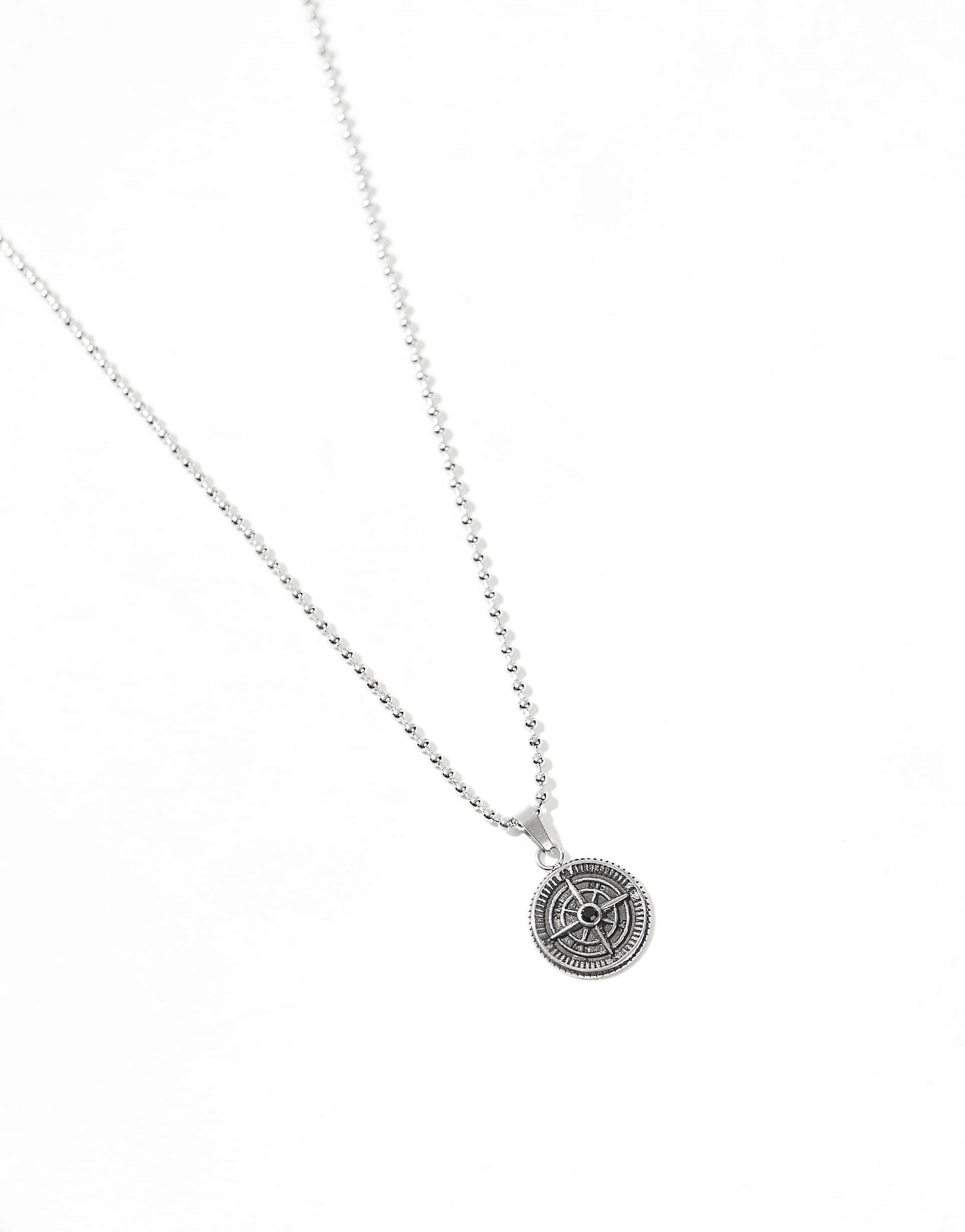 Waterproof Stainless Steel Necklace With Compass Pendant