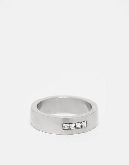 Waterproof Stainless Steel Ring With Crystals