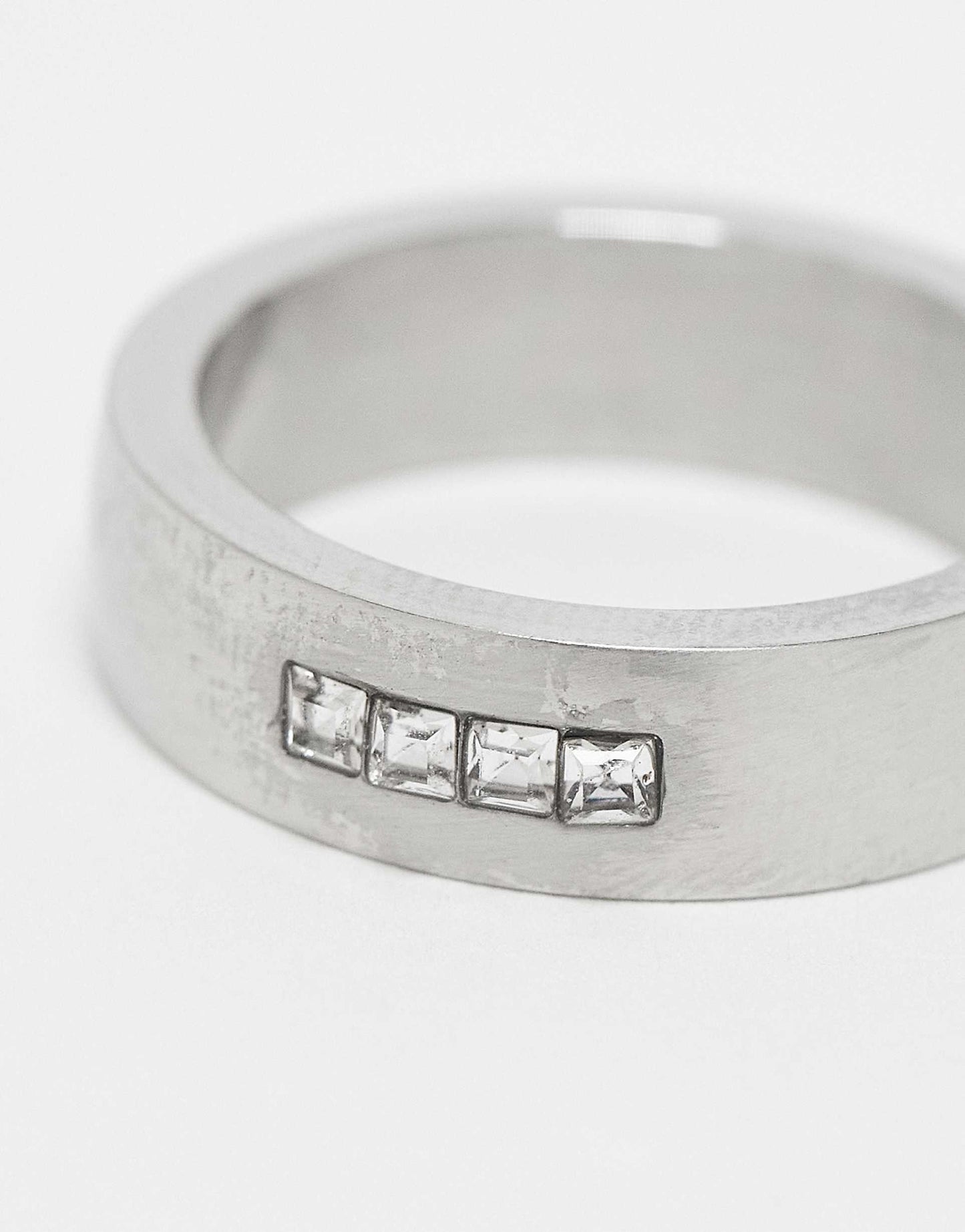 Waterproof Stainless Steel Ring With Crystals