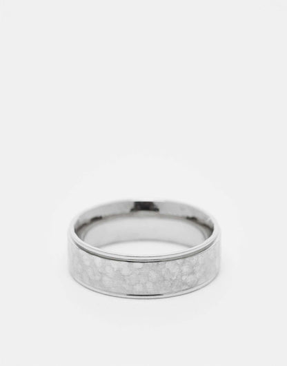 Waterproof Stainless Steel Band Ring With Texture