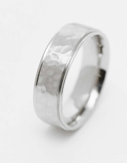 Waterproof Stainless Steel Band Ring With Texture