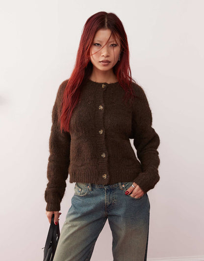 Luciana Fluffy Pointelle Cardigan