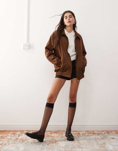 Cavita Faux Suede Longline Bomber Jacket