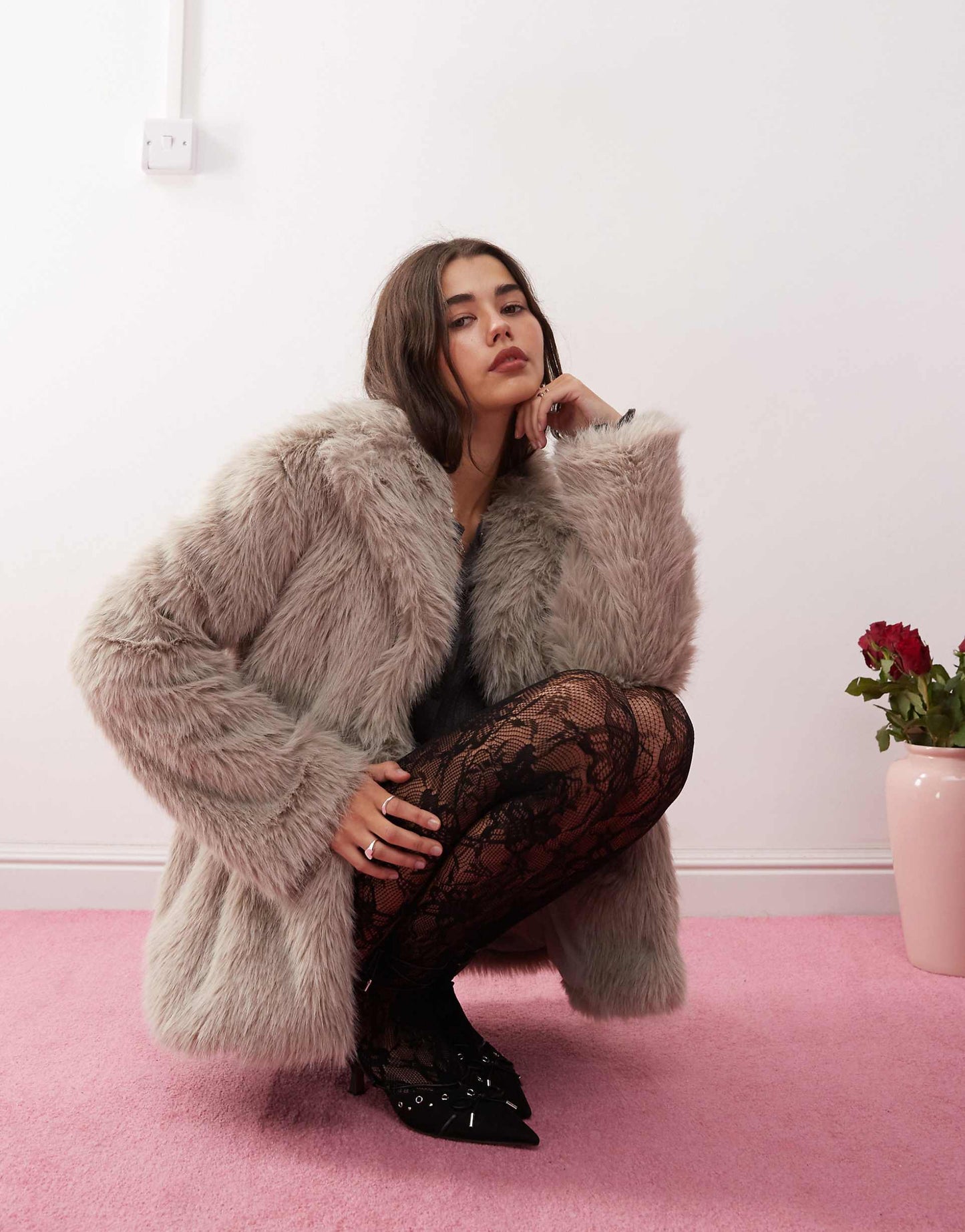 Lupita Longline Faux Fur Jacket