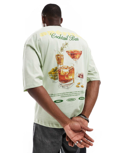 Extreme Oversized T-Shirt With Cocktail Chest And Back Print