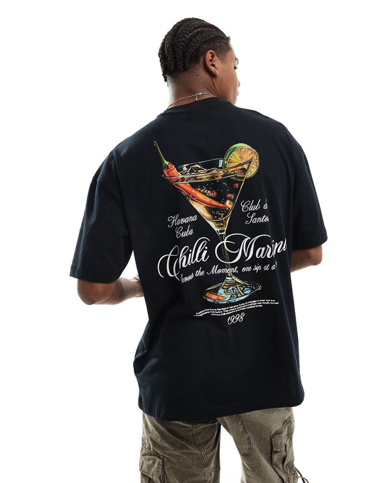 Oversized T-Shirt With Martini Chest And Back Print
