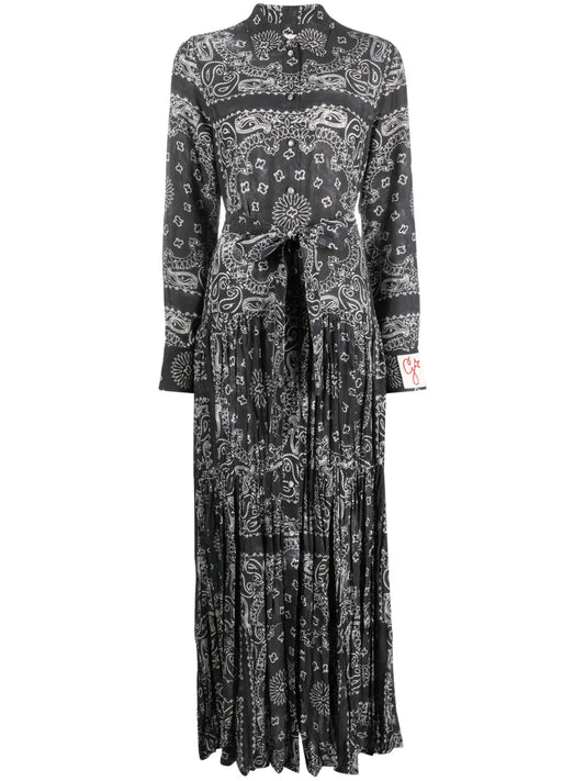 Paisley-Print Maxi Shirtdress