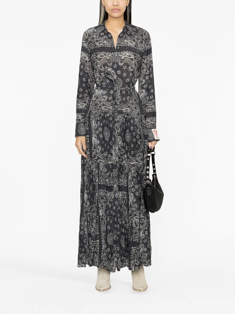 Paisley-Print Maxi Shirtdress