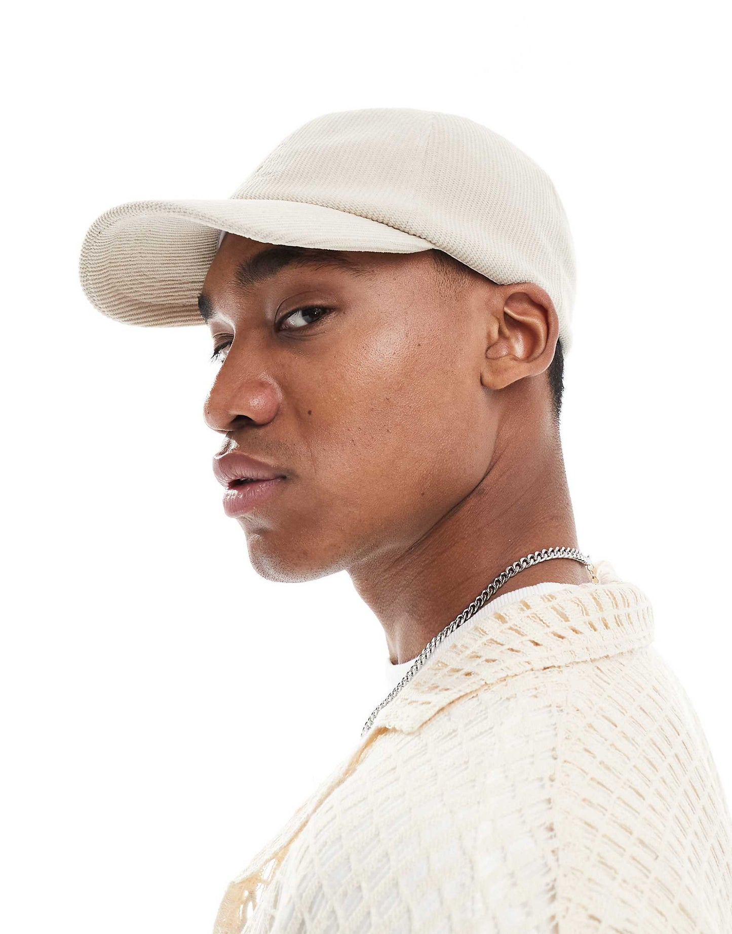 Cord Baseball Cap With Tonal Embroidery