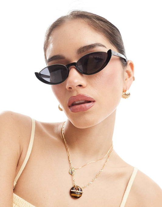 Slim Metal Cat Eye Sunglasses