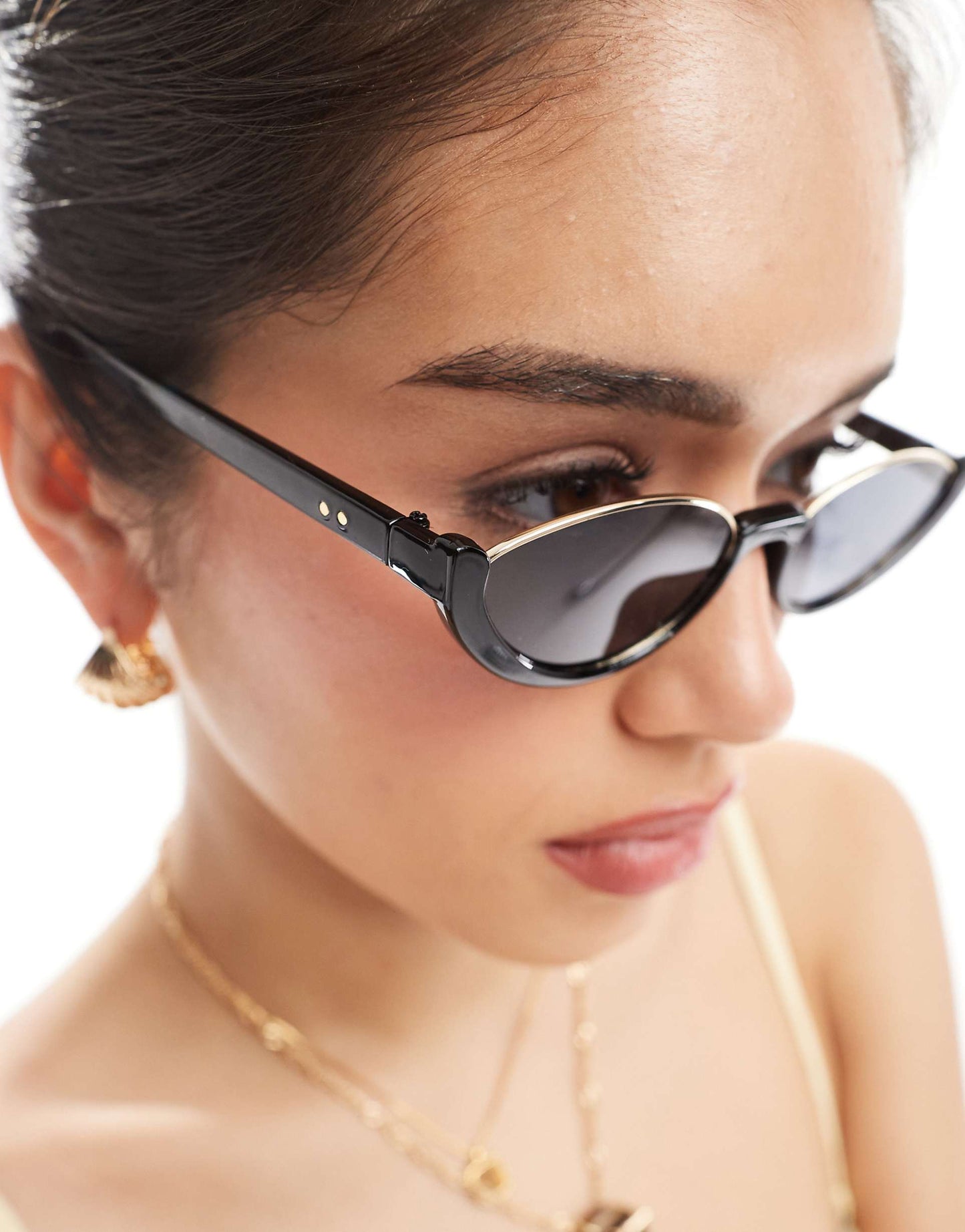 Slim Metal Cat Eye Sunglasses