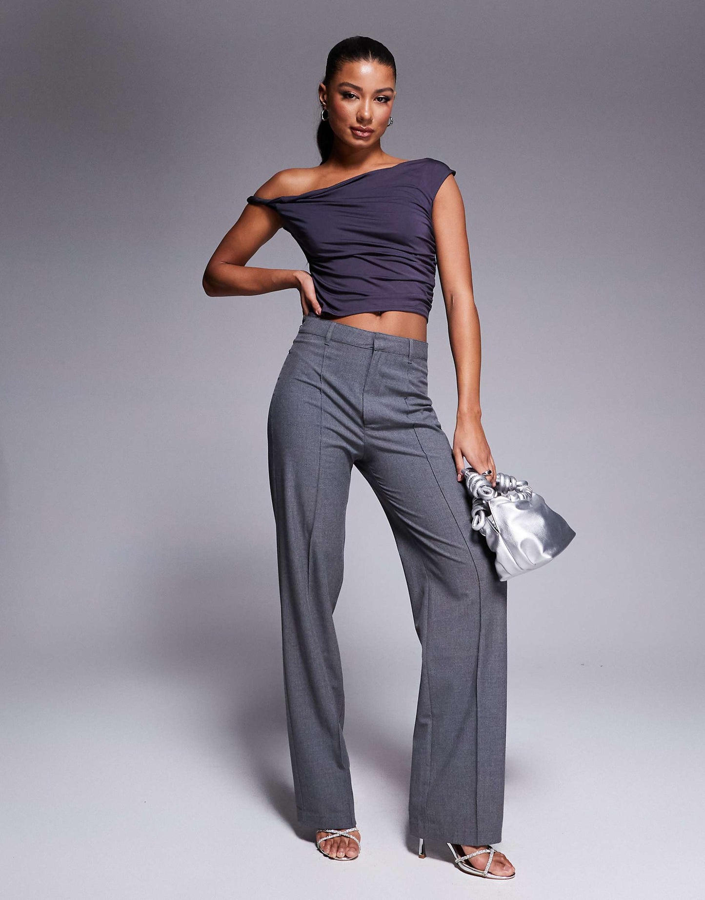 Slinky Twisted Off The Shoulder Asymmetric Top