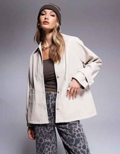Faux Leather Overshirt