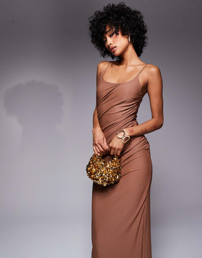 Sculpting Jersey Square Neck Maxi Dress With Hook And Eye Back