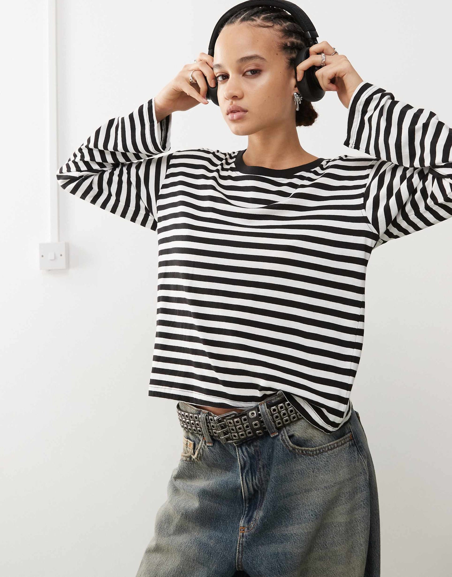 Oversize Long Sleeve Striped Top