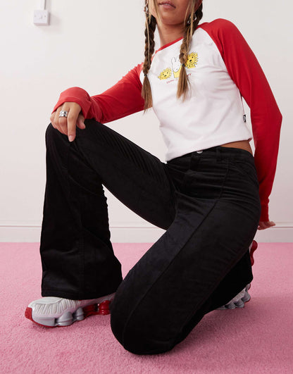 Cord Flare Leg Trouser With Front Pintuck Seam