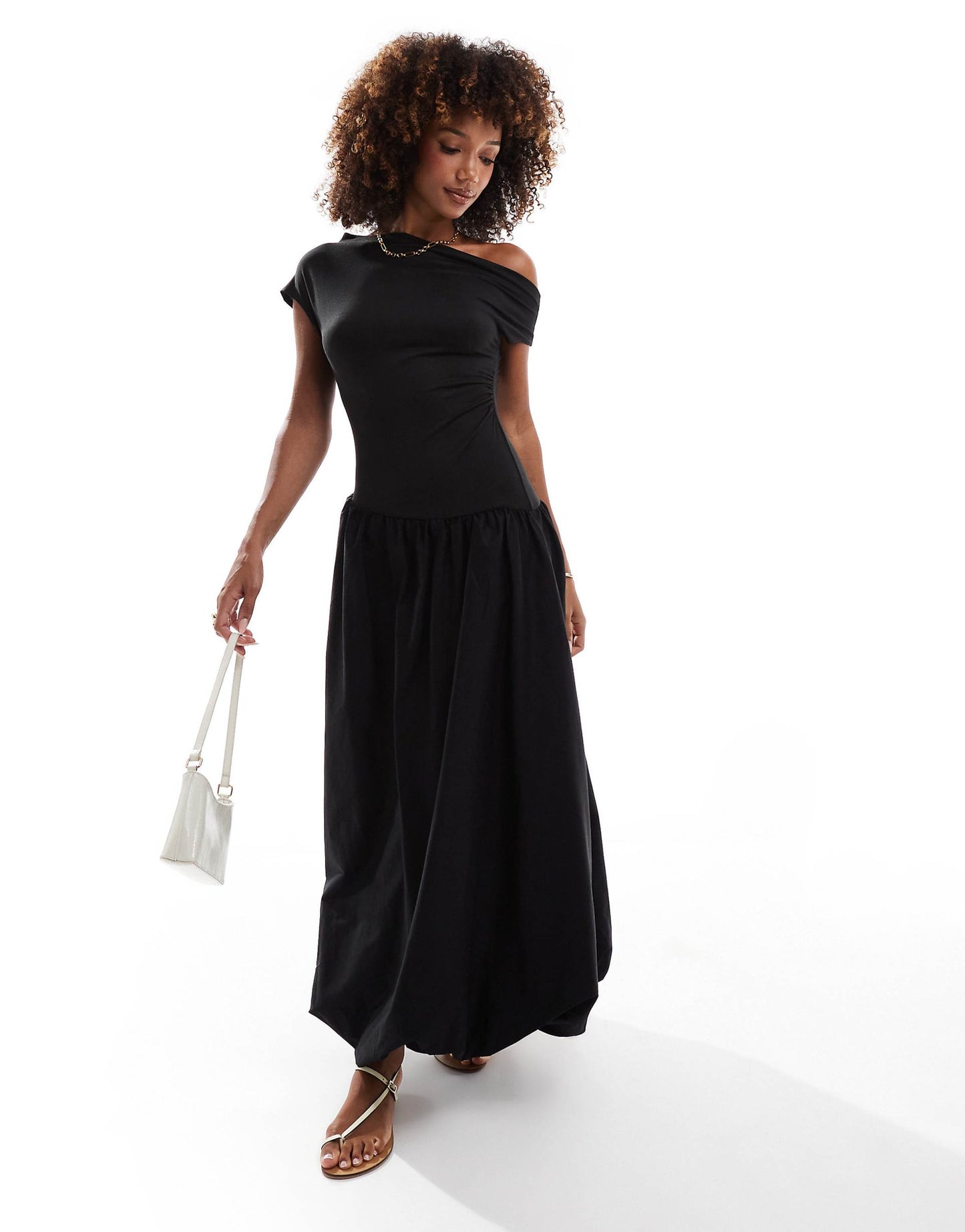 Asymmetric Bubble Hem Maxi Dress