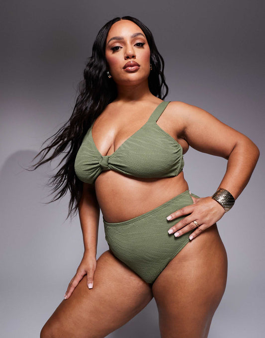 Curve Zebra Crinkle High Leg High Waist Bikini Bottom