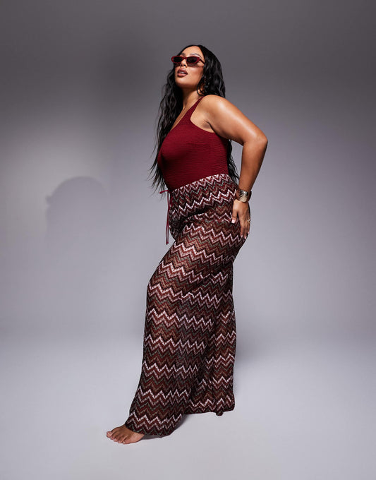 Curve Chevron Knit Loose Fit Beach Trouser
