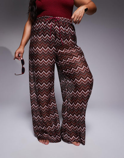 Curve Chevron Knit Loose Fit Beach Trouser