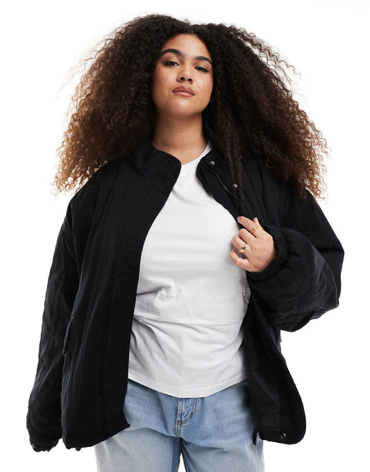 Curve Funnel Neck Quilted Jacket